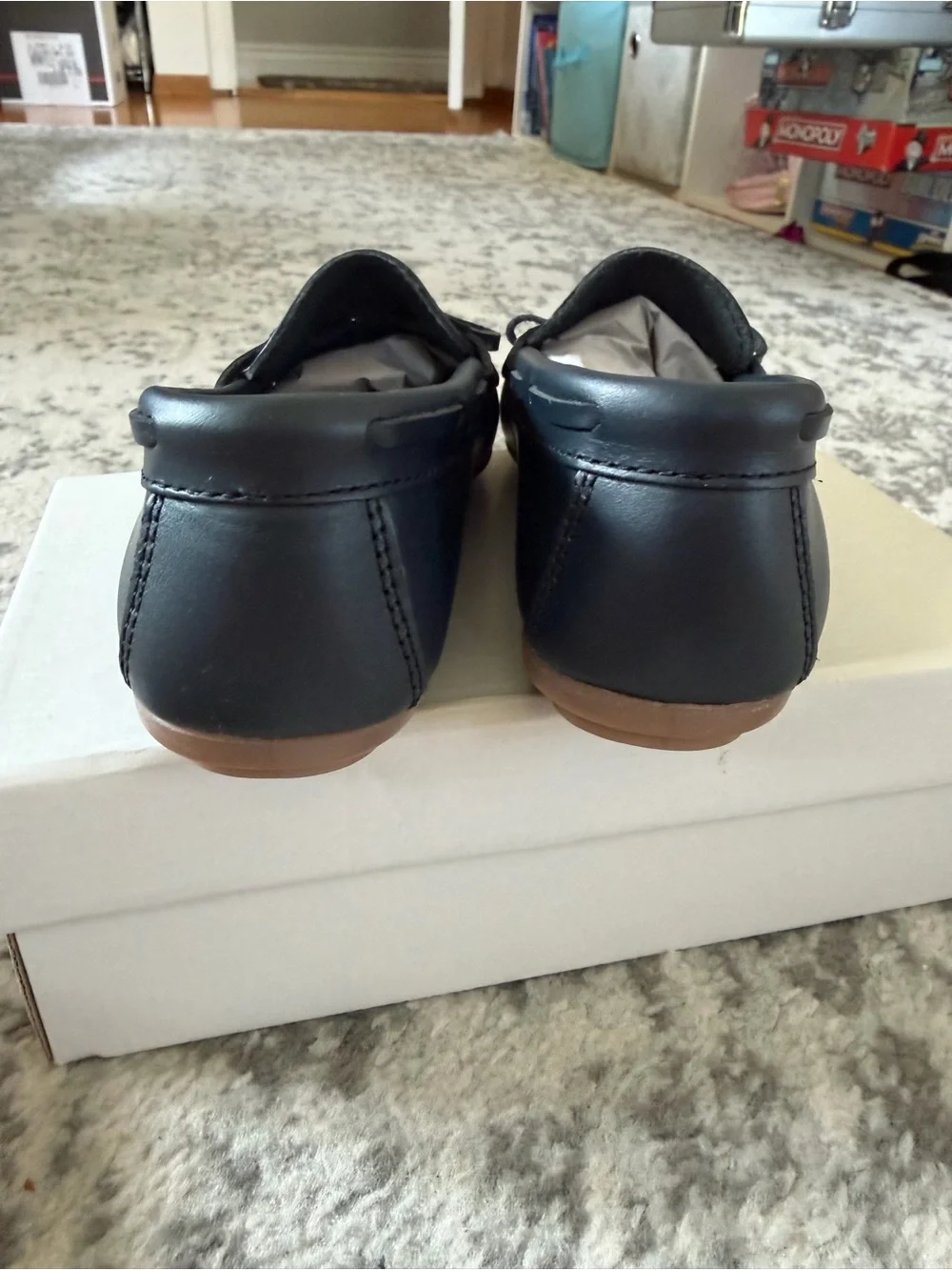 Children's navy Moccasin Loafers with Bow Accent